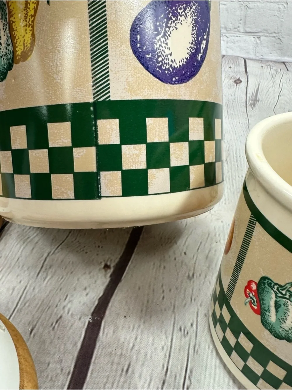 vtg Himark vegetable medley Canister Set 3pc cottage country farmhouse 90s retro